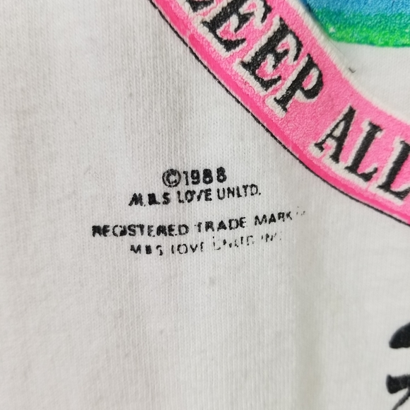 Vtg 80's Lazy Girls Club White Neon Tank Top Shirt Men Sz XL Mrs. Love Unltd USA - Picture 3 of 5